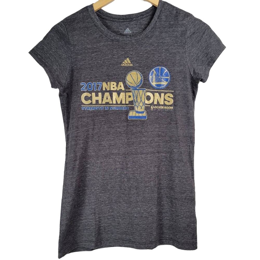 Adidas Womens Gray 2017 NBA Champions Golden‎ State Warriors T Shirt Medium